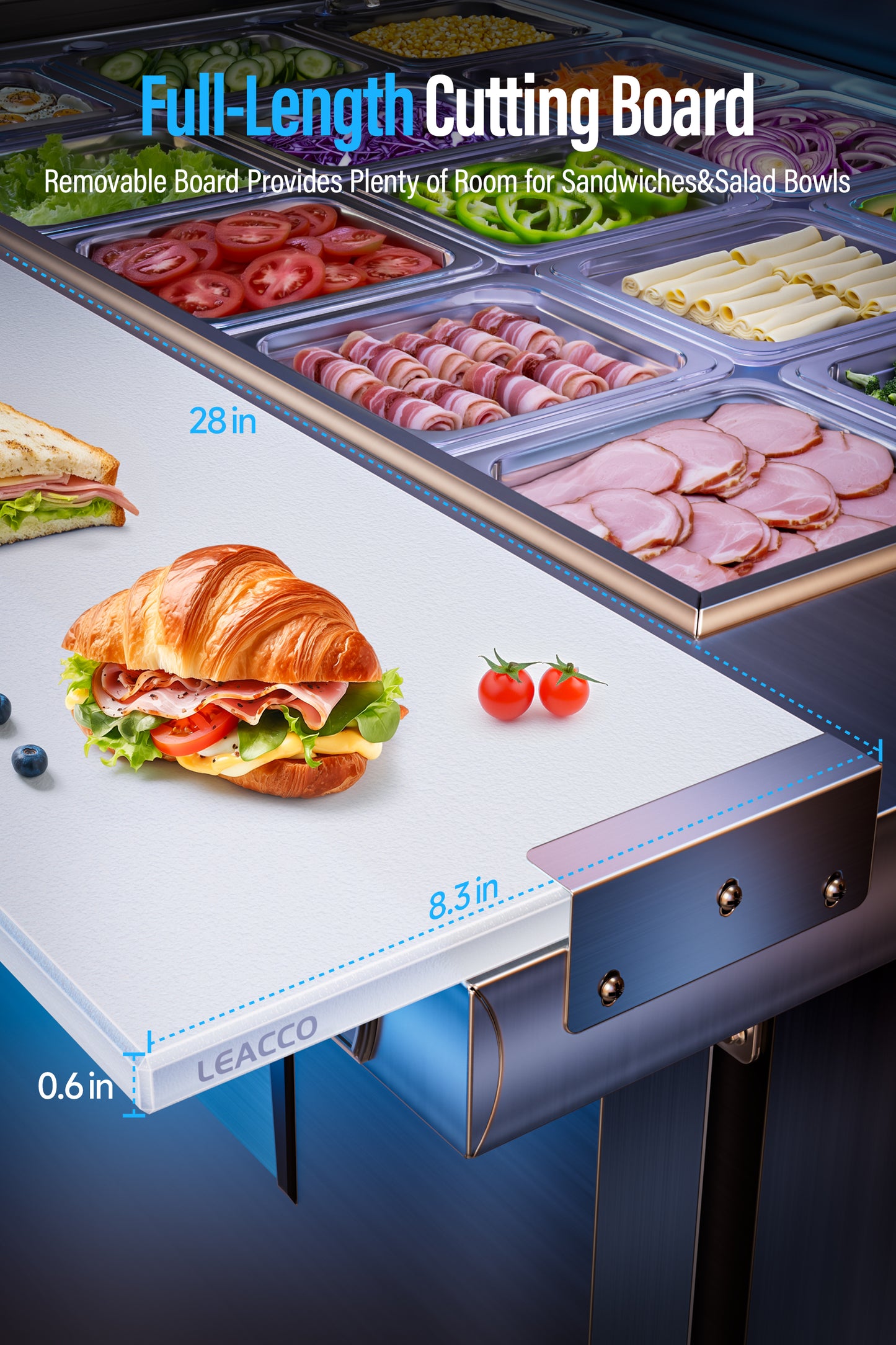 Refrigerated Sandwich Salad Prep Table, Commercial Workstation Refrigerators with 12 Pans, 28"